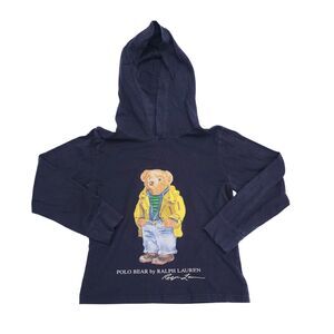 Polo Ralph Lauren "Raincoat" Polo Bear‎ Hoodie Youth Size Small Blue Lightweight